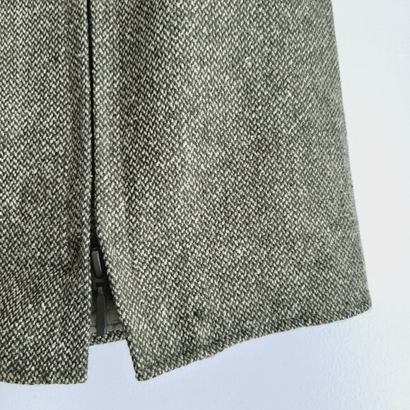 C'EST CITY Silk Wool Blend Side Zip Slit Knee Length Skirt Green Sz 6 - Picture 6 of 8